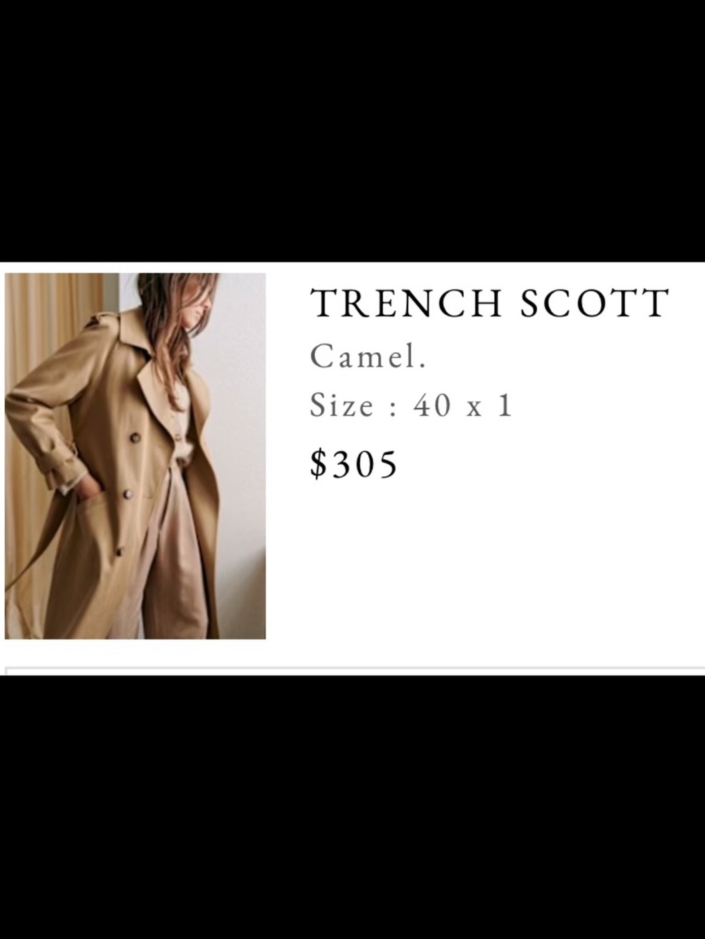 Sézane Trench Scott coat 40